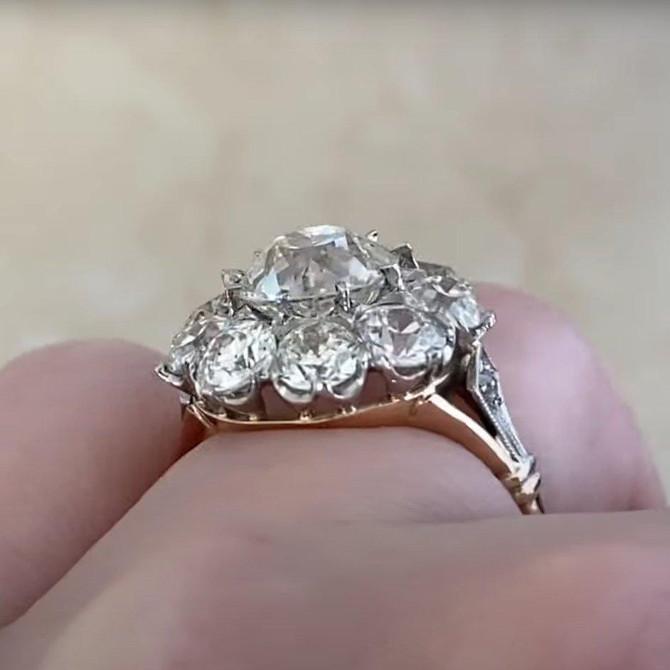 Bague grappe de diamants taille européenne ancienne (environ 2,30 carats), or jaune 18 carats Pour femmes en vente