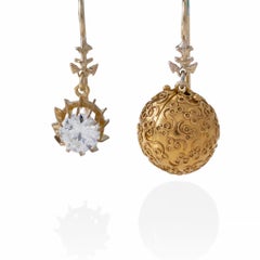 Old European-Cut Diamond “Coach Cover” Day / Night Pendant Earrings