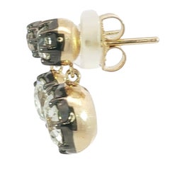 Old European Cut Diamond Drop Earrings 14K Yellow Gold & Silver ~5.75ctw