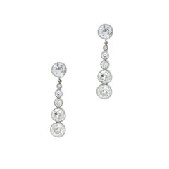 Old European Cut Diamond Drop White Gold Earrings