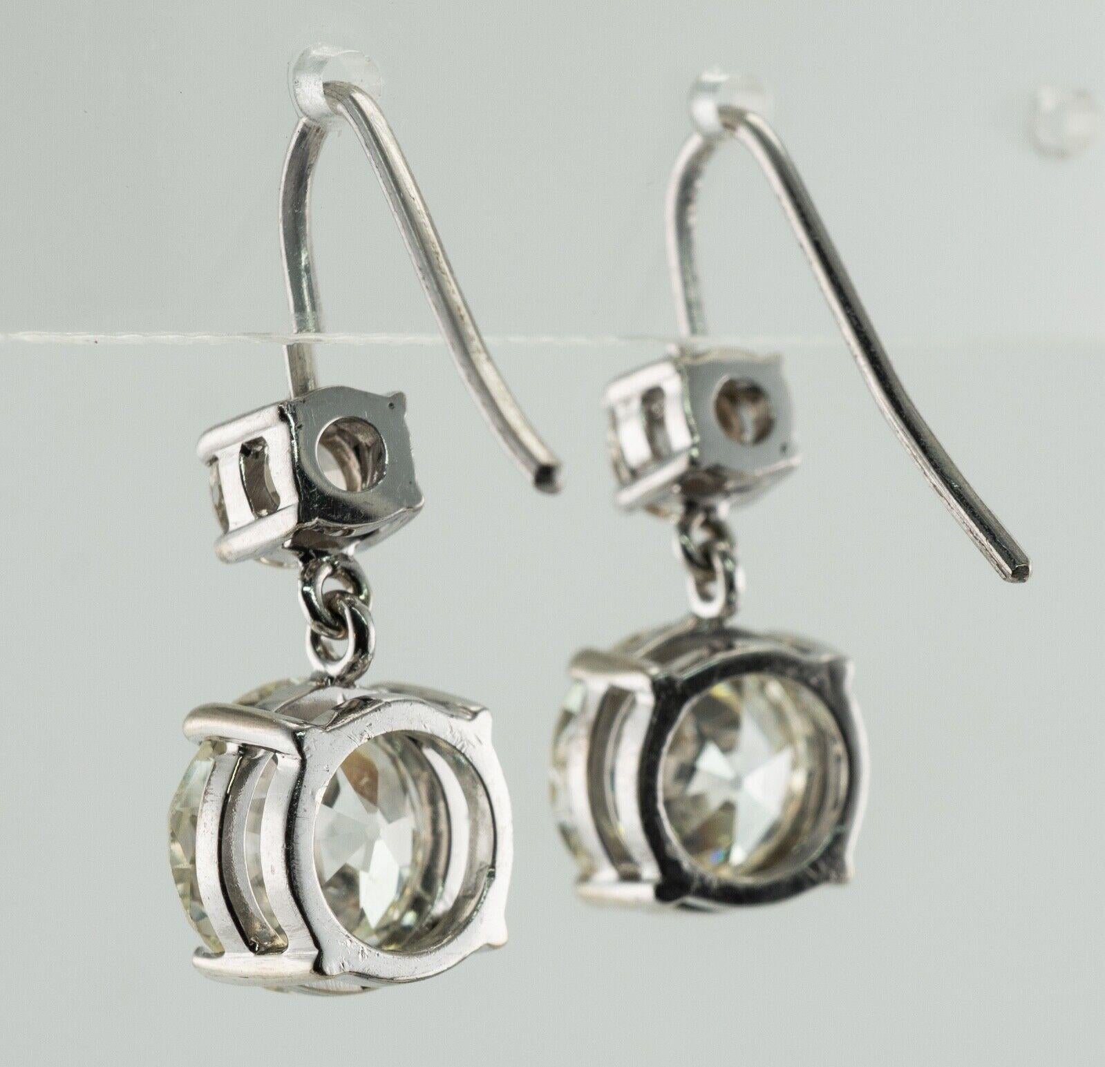 Boucles d'oreilles en diamant taille européenne ancienne or blanc 18K 4.37 TDW en vente 2
