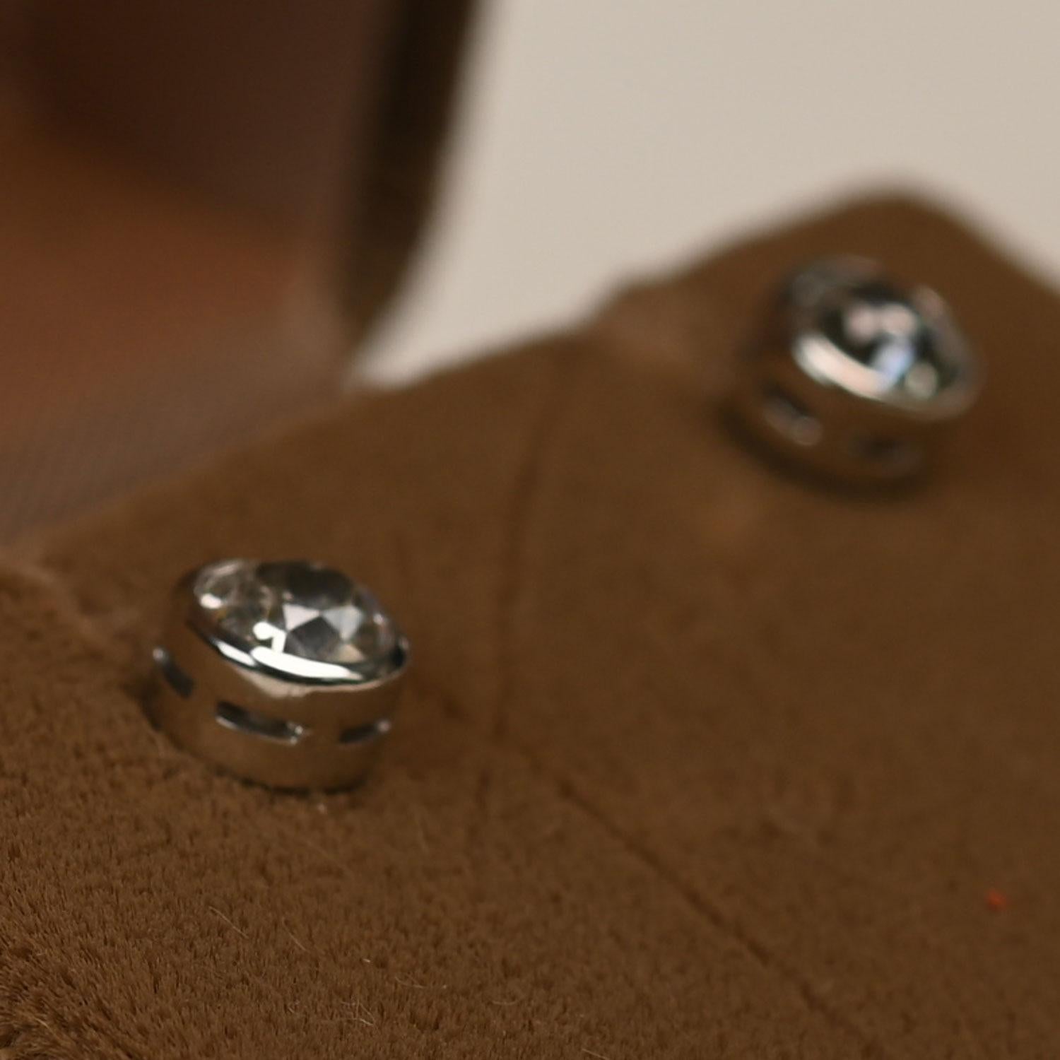 Art déco Boucles d'oreilles composées de diamants anciens de taille européenne (environ 0,4 carats), platine en vente