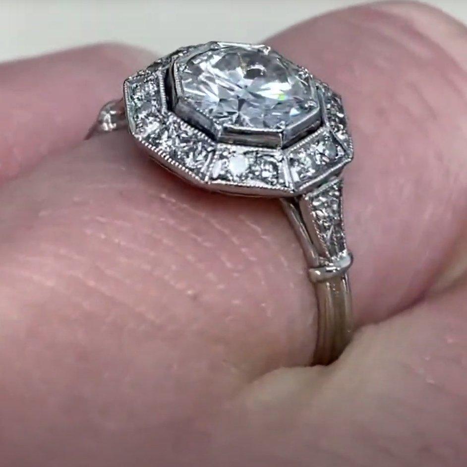 Women's Old European Cut Diamond Engagement Cluster Ring (Approx. 1.00-Carat), Platinum For Sale