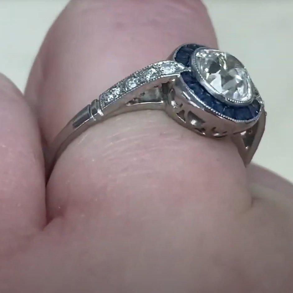 Anillo de compromiso de diamantes talla europea antigua (aprox. 1.10 quilates), platino Corte europeo antiguo en venta