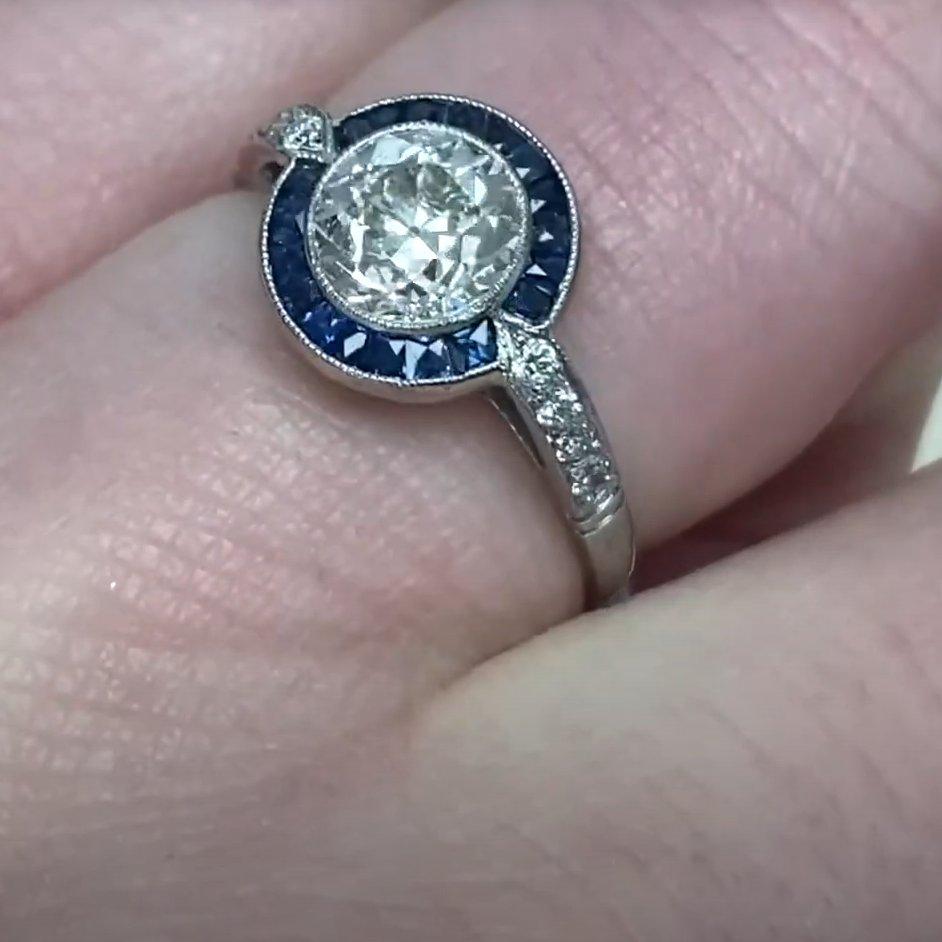 Femenino o masculino Anillo de compromiso de diamantes talla europea antigua (aprox. 1.10 quilates), platino en venta