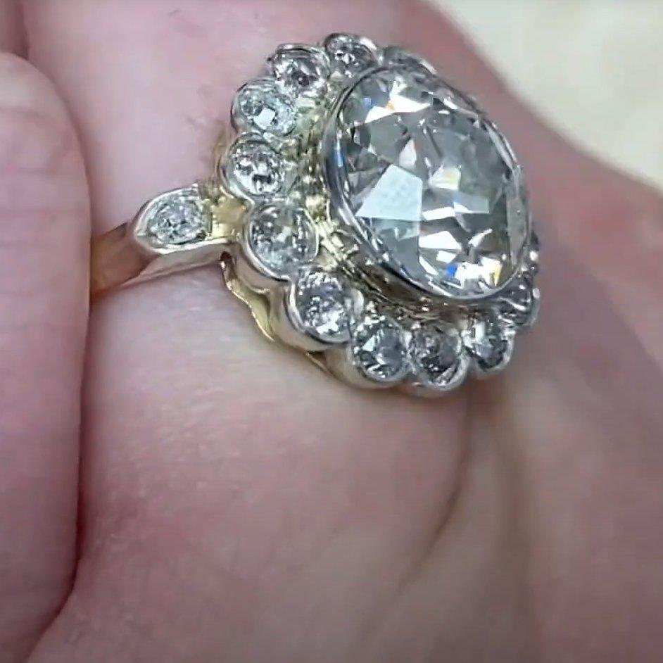 Taglio antico europeo Anello di fidanzamento con diamanti taglio europeo antico (circa 3,8 carati), platino in vendita