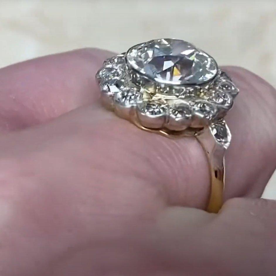 Anello di fidanzamento con diamanti taglio europeo antico (circa 3,8 carati), platino In condizioni ottime in vendita a New York, NY