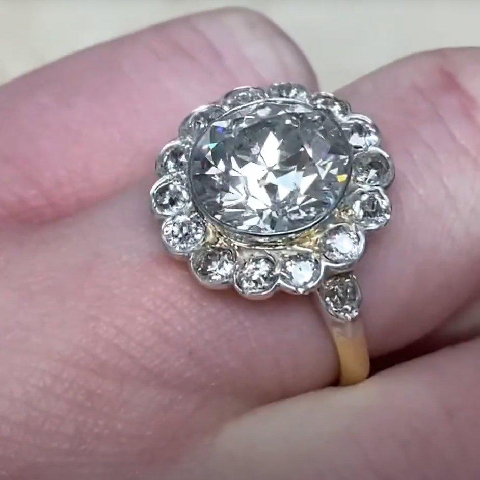 Donna Anello di fidanzamento con diamanti taglio europeo antico (circa 3,8 carati), platino in vendita