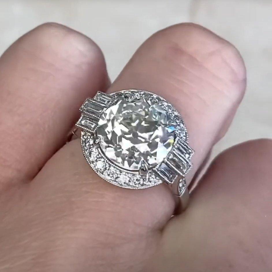 Verlobungs-Cluster-Ring aus Platin mit Diamant im alteuropäischen Schliff ( ca. 3,8-karätigem Diamantschliff) (Alteuropäischer Schliff) im Angebot