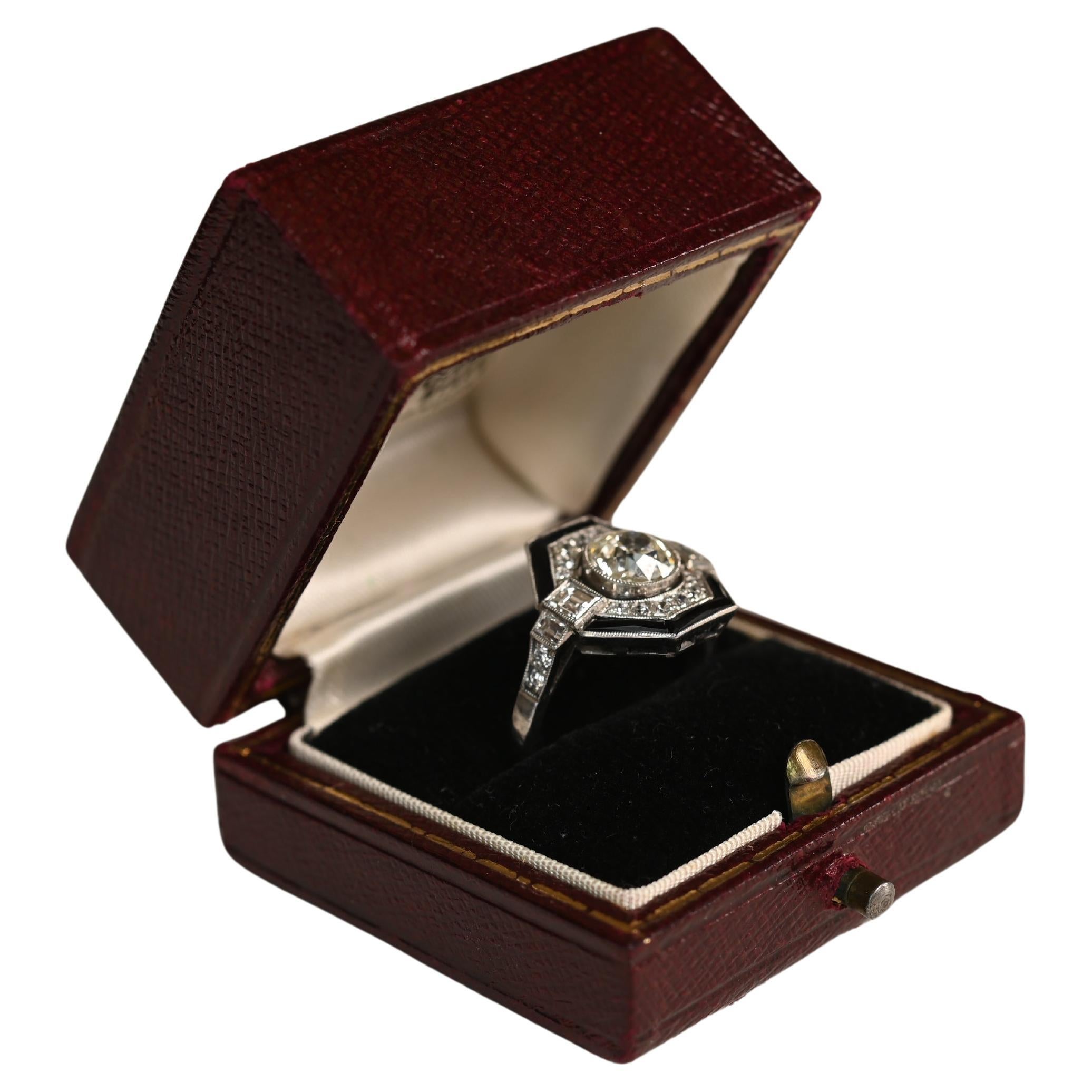 Old European Cut Diamond Engagement Halo Ring (Approx. 1.00-Carats), Platinum