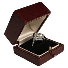 Anello aureola di fidanzamento con diamante vecchio taglio europeo (circa 1,00 carati), platino
