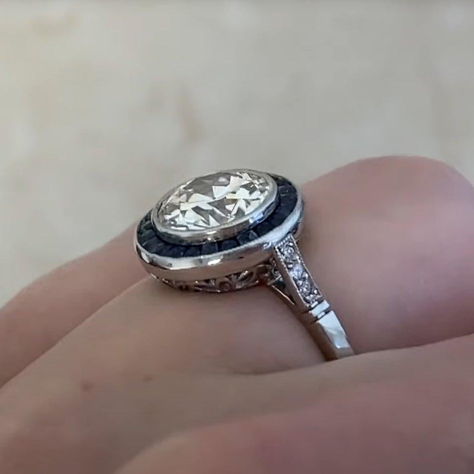 Donna Anello aureola di fidanzamento con diamante vecchio taglio europeo (circa 2.00 carati), platino in vendita