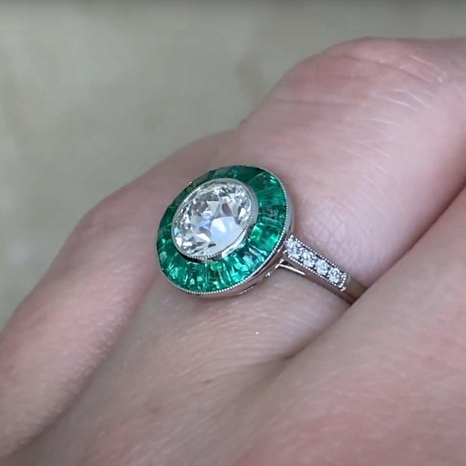 Bague de fiançailles avec halo en diamant de taille européenne (GIA Approx. 1.00-Carats) Pour femmes en vente