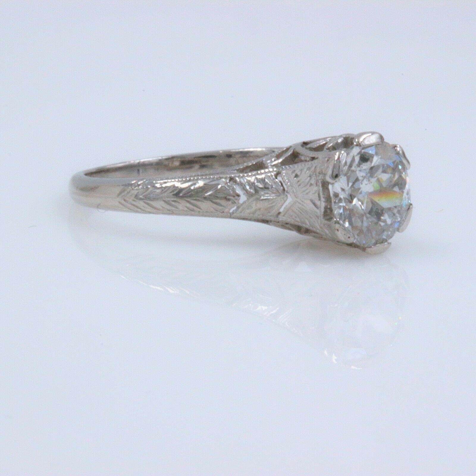 Old European Cut Diamond Engagement Ring 1.05 Carat In Excellent Condition In San Diego, CA