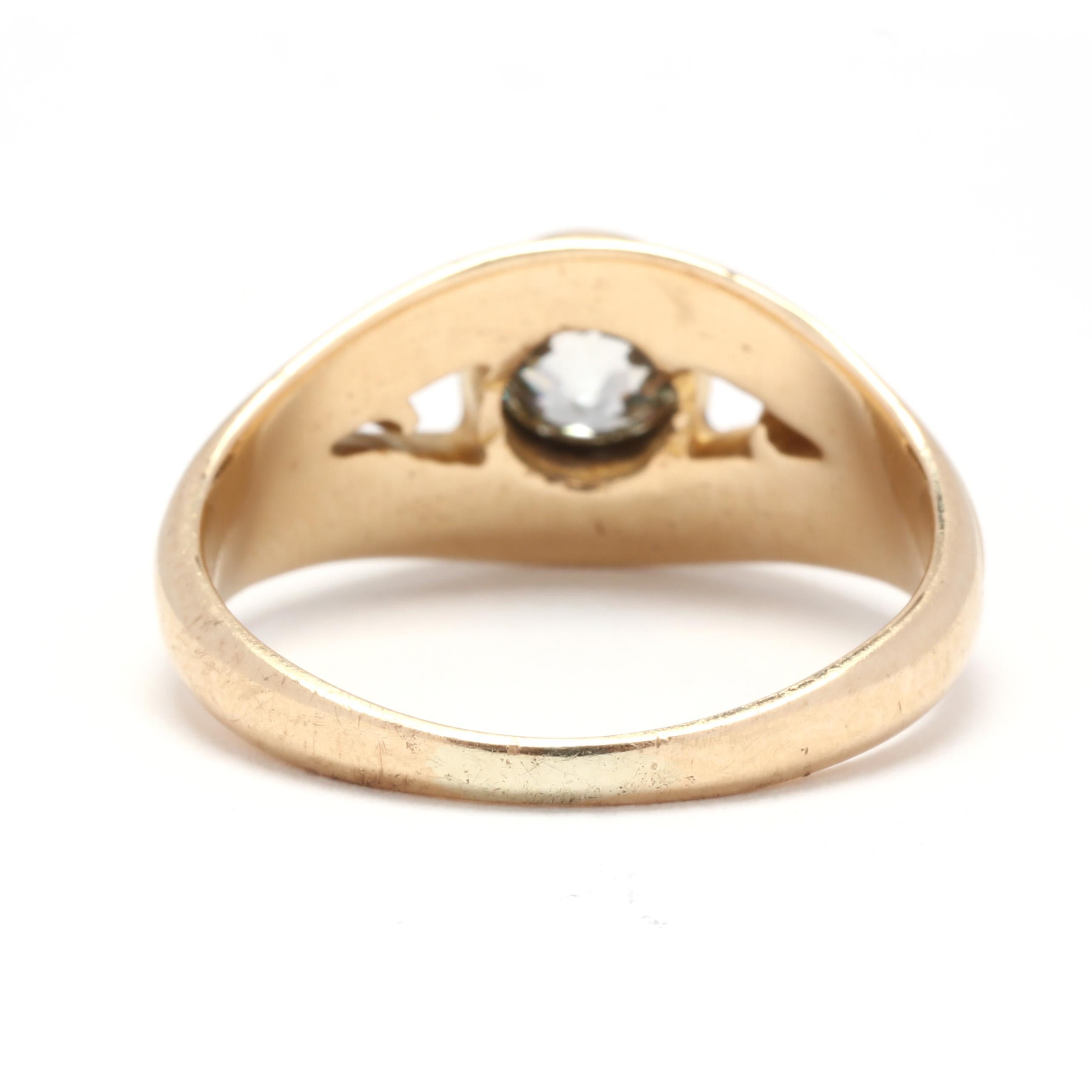 Taille vieille Europe Bague de fiançailles en or jaune 14KT, diamant taille européenne, bague en vente