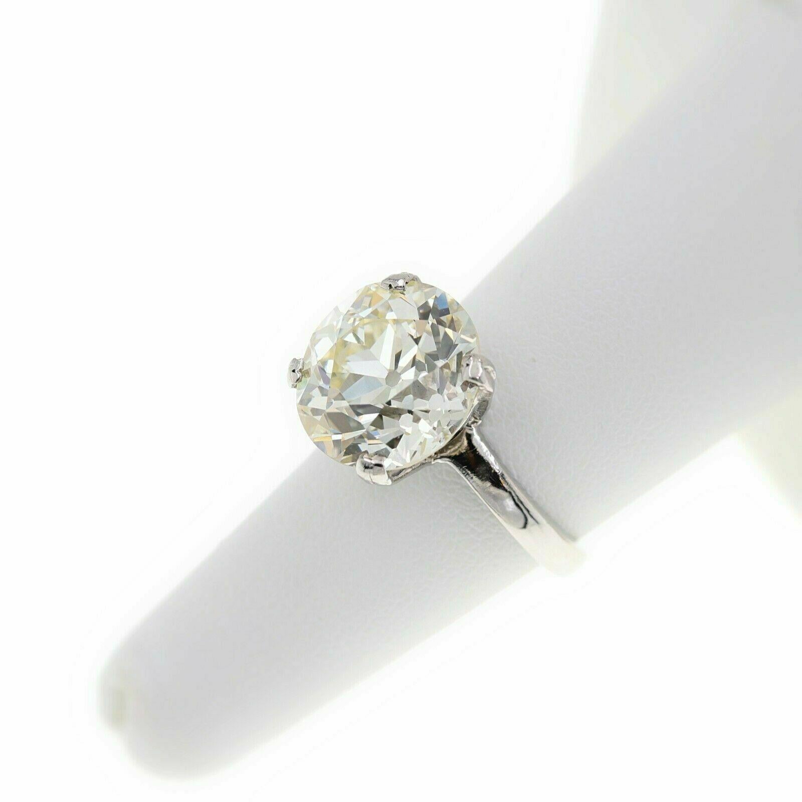 Old European Cut Diamond Platinum Engagement Ring 9.04 Carats S-T VS2 For Sale 6
