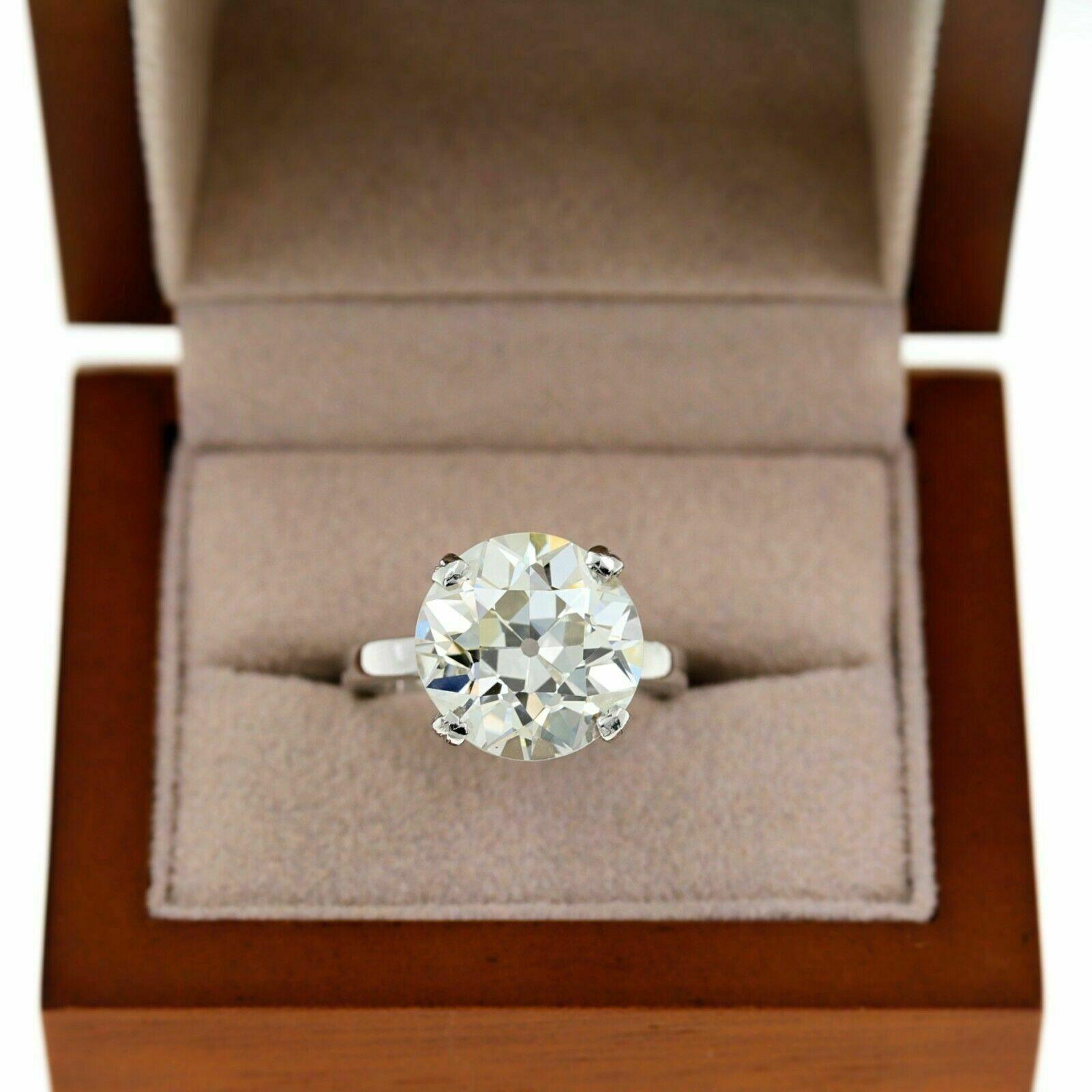 Old European Cut Diamond Engagement Ring 9.04 Carat in Platinum For Sale 7