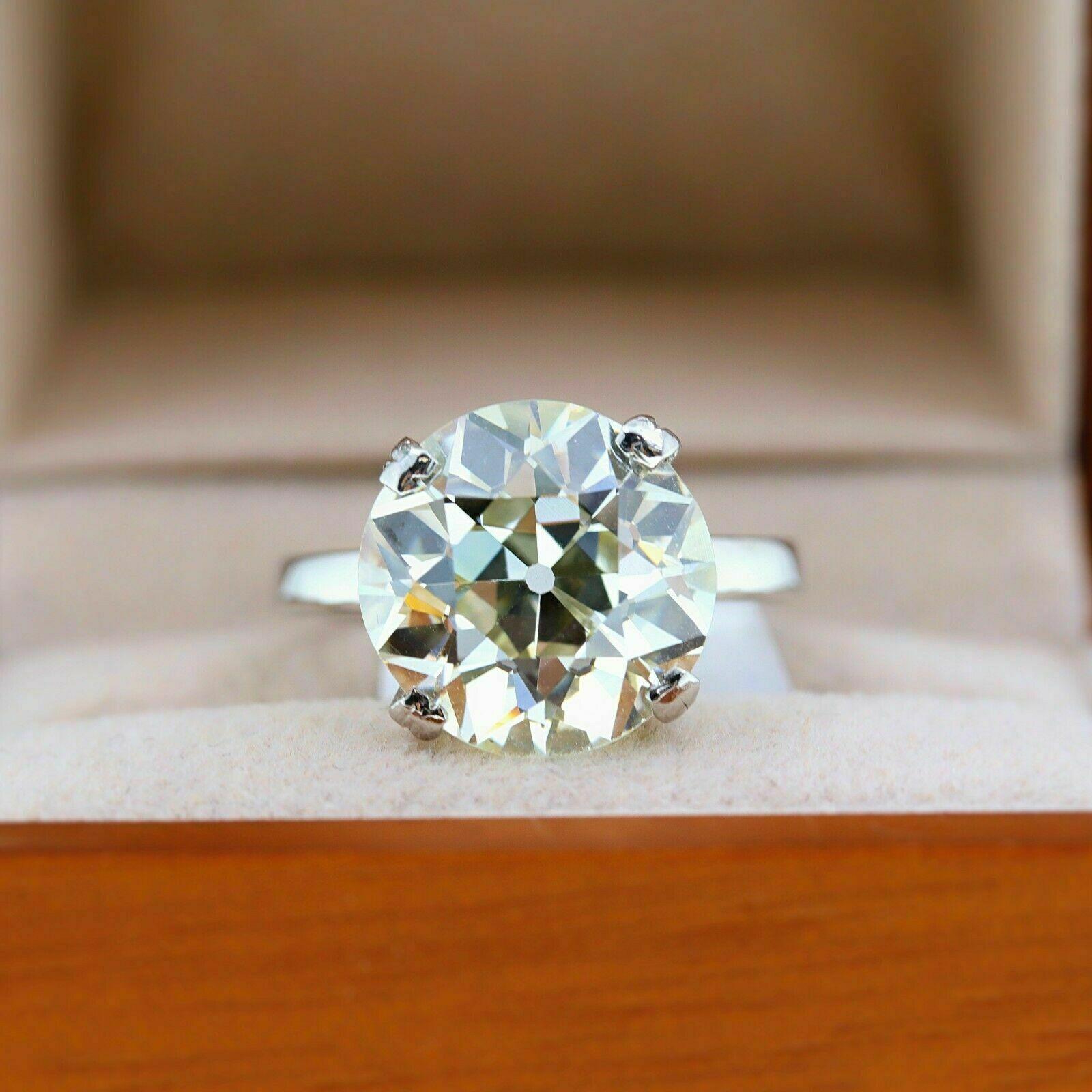 Verlobungsring aus Platin mit 9,04 Karat Diamant im alteuropäischen Schliff im Angebot 2