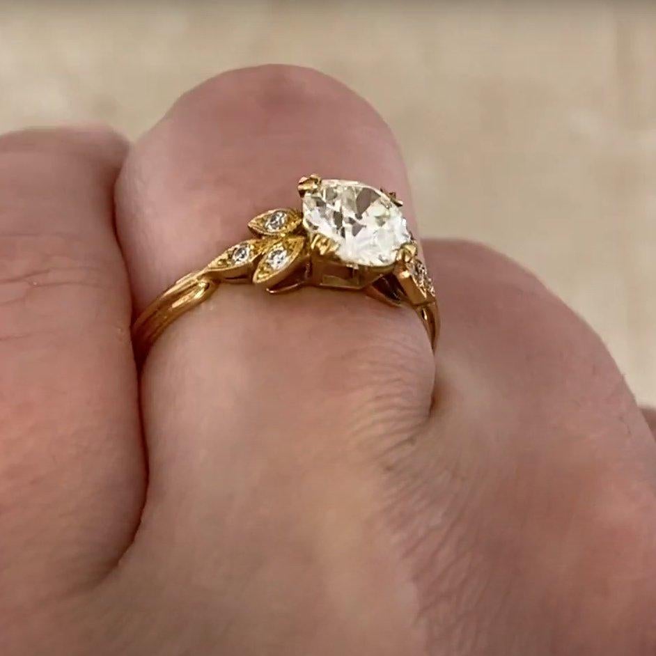 Taille vieille Europe Bague de fiançailles en or jaune 18 carats avec diamant taille européenne ancienne (environ 1,10 carat) en vente