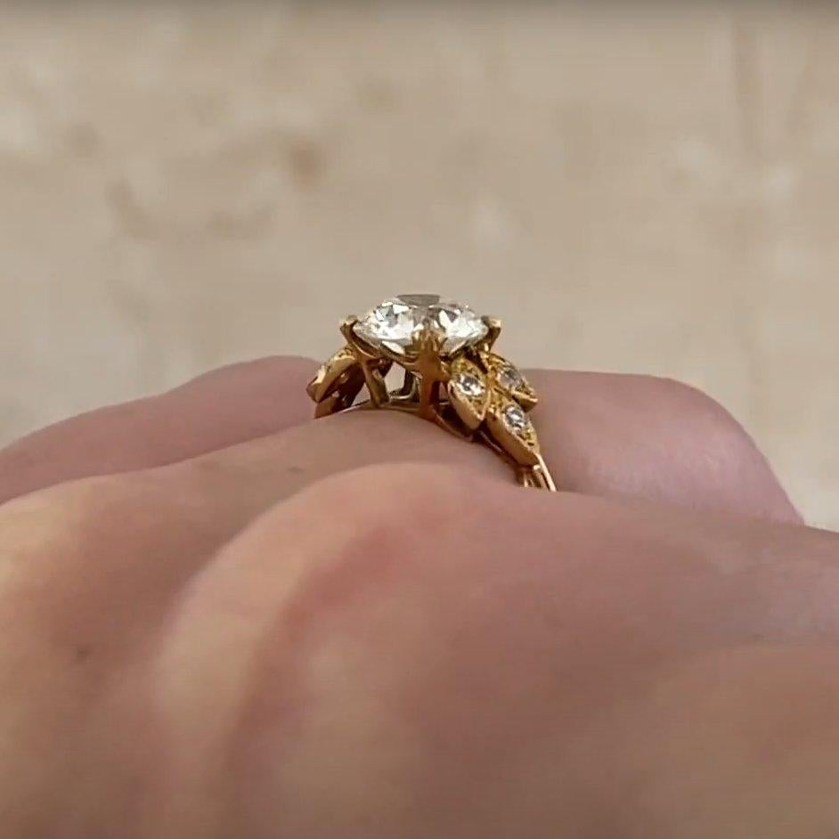 Bague de fiançailles en or jaune 18 carats avec diamant taille européenne ancienne (environ 1,10 carat) Excellent état - En vente à New York, NY