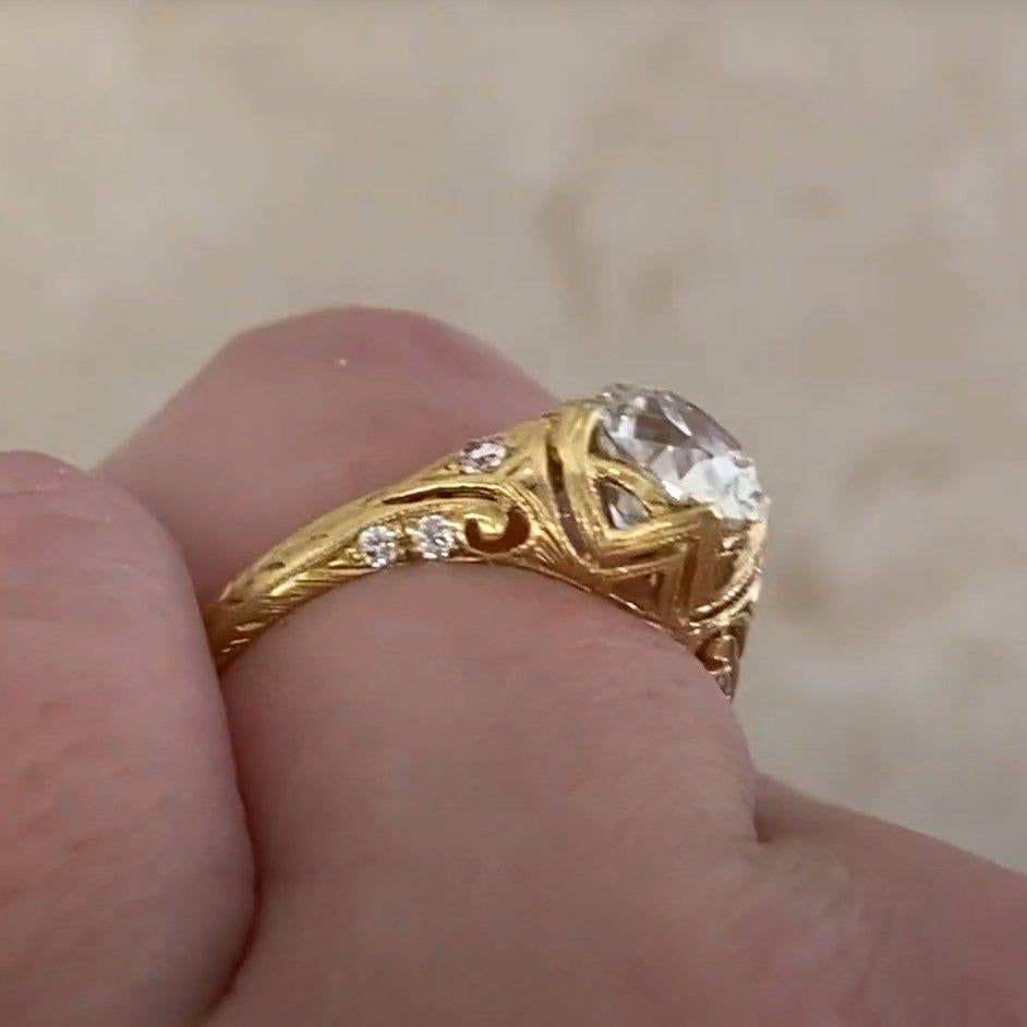 Anillo de compromiso de diamantes talla europea antigua (aprox. 1,40 quilates), oro amarillo de 18k Corte europeo antiguo en venta