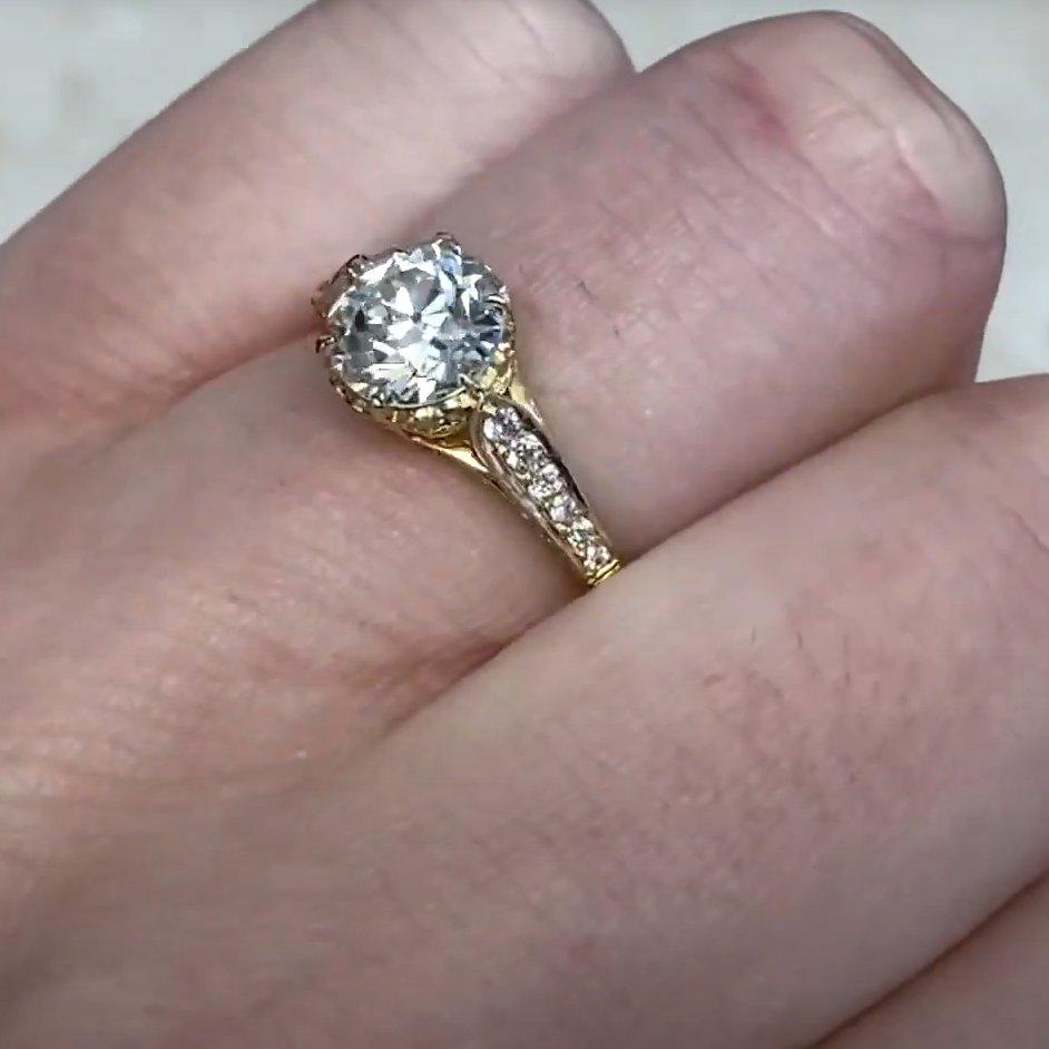 De las mujeres Anillo de compromiso de diamantes talla europea antigua (aprox. 1,40 quilates), oro amarillo de 18k en venta