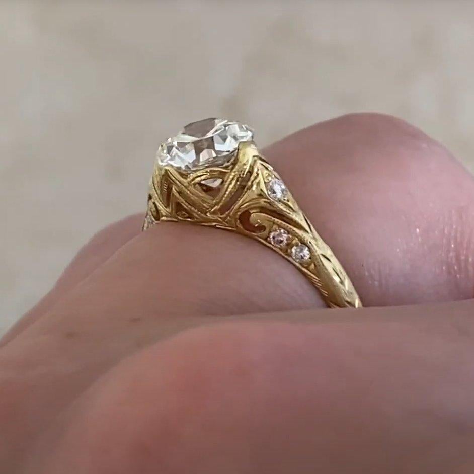 De las mujeres Anillo de compromiso de diamantes talla europea antigua (aprox. 1,40 quilates), oro amarillo de 18k en venta