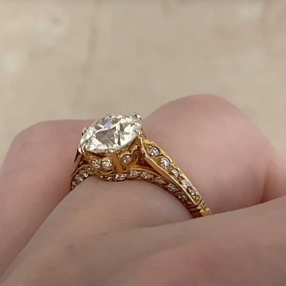 Donna Anello di fidanzamento con diamante vecchio taglio europeo (circa 1,8 carati), oro giallo 18 carati in vendita