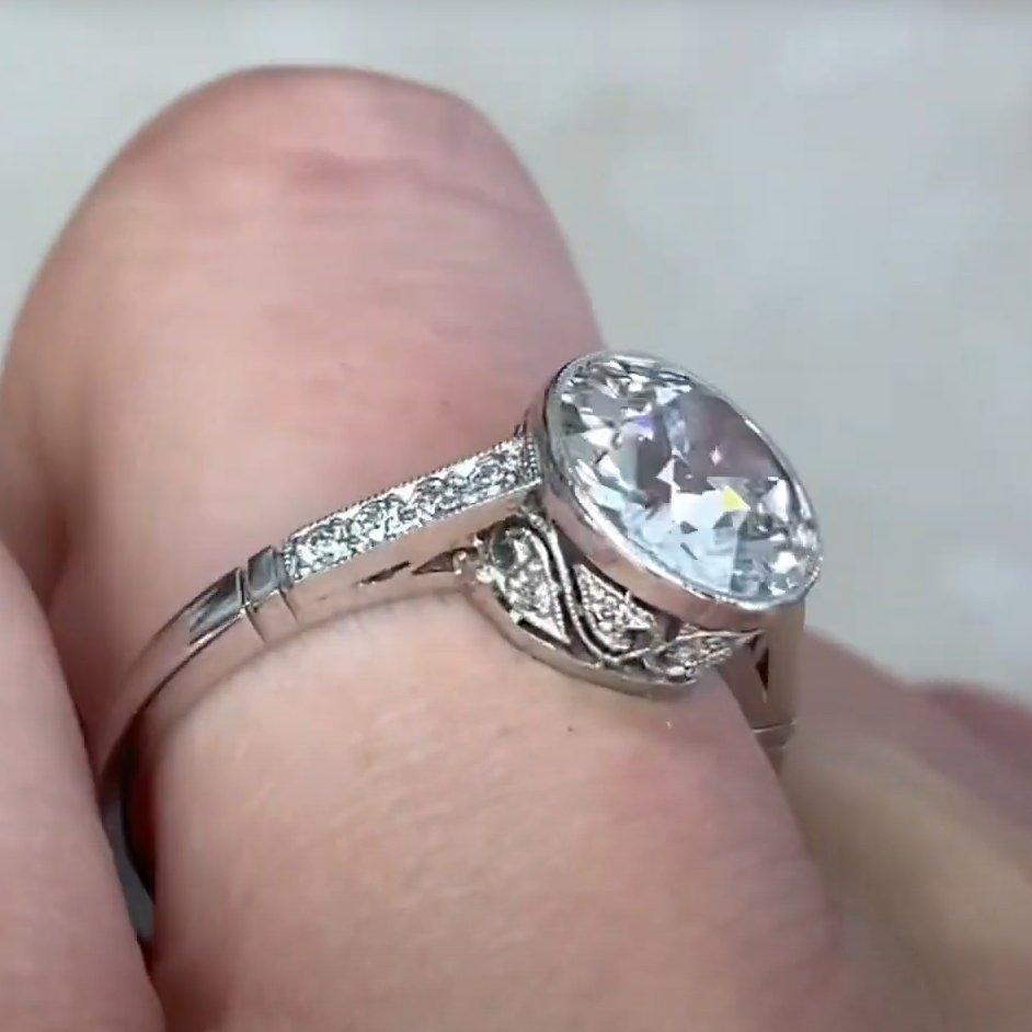 Anillo de compromiso de diamantes talla europea antigua (aprox. 2 quilates), platino Corte europeo antiguo en venta