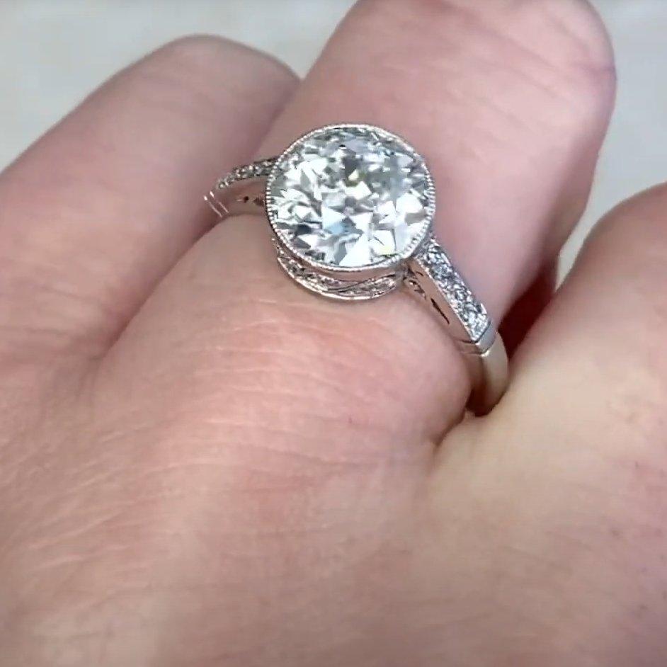 De las mujeres Anillo de compromiso de diamantes talla europea antigua (aprox. 2 quilates), platino en venta