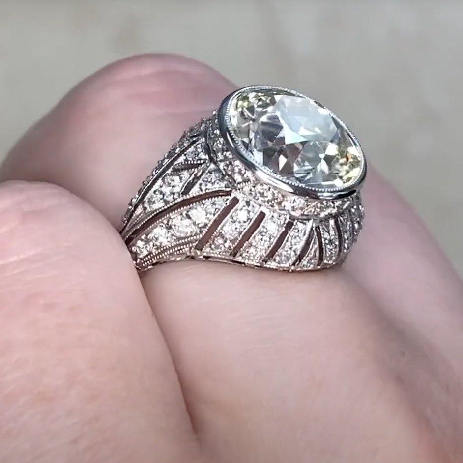 Anillo de compromiso de diamantes talla europea antigua (aprox. 4.50 quilates), platino Corte europeo antiguo en venta