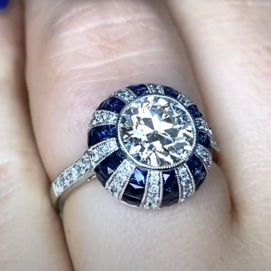 Anillo de compromiso de diamantes talla europea antigua (GIA aprox. 1.70 quilates), platino Corte europeo antiguo en venta