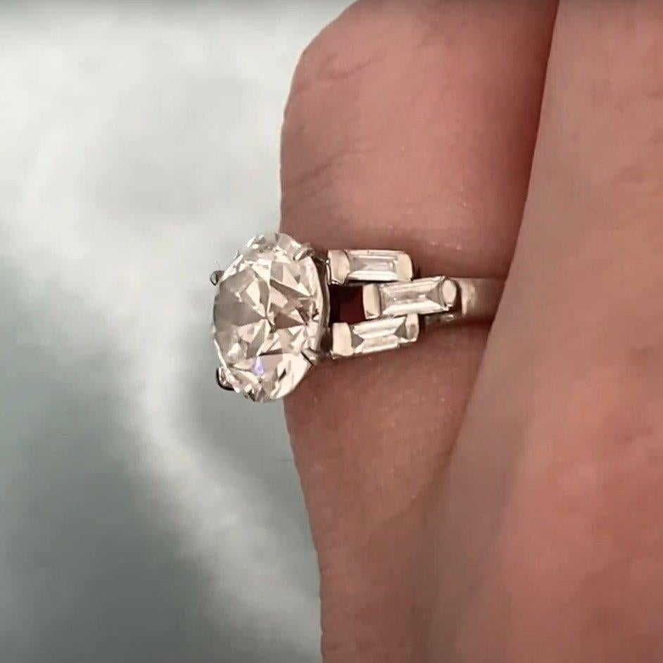 Bague de fiançailles en platine avec diamant taille européenne ancienne (environ 2 carats, certifié GIA) Pour femmes en vente