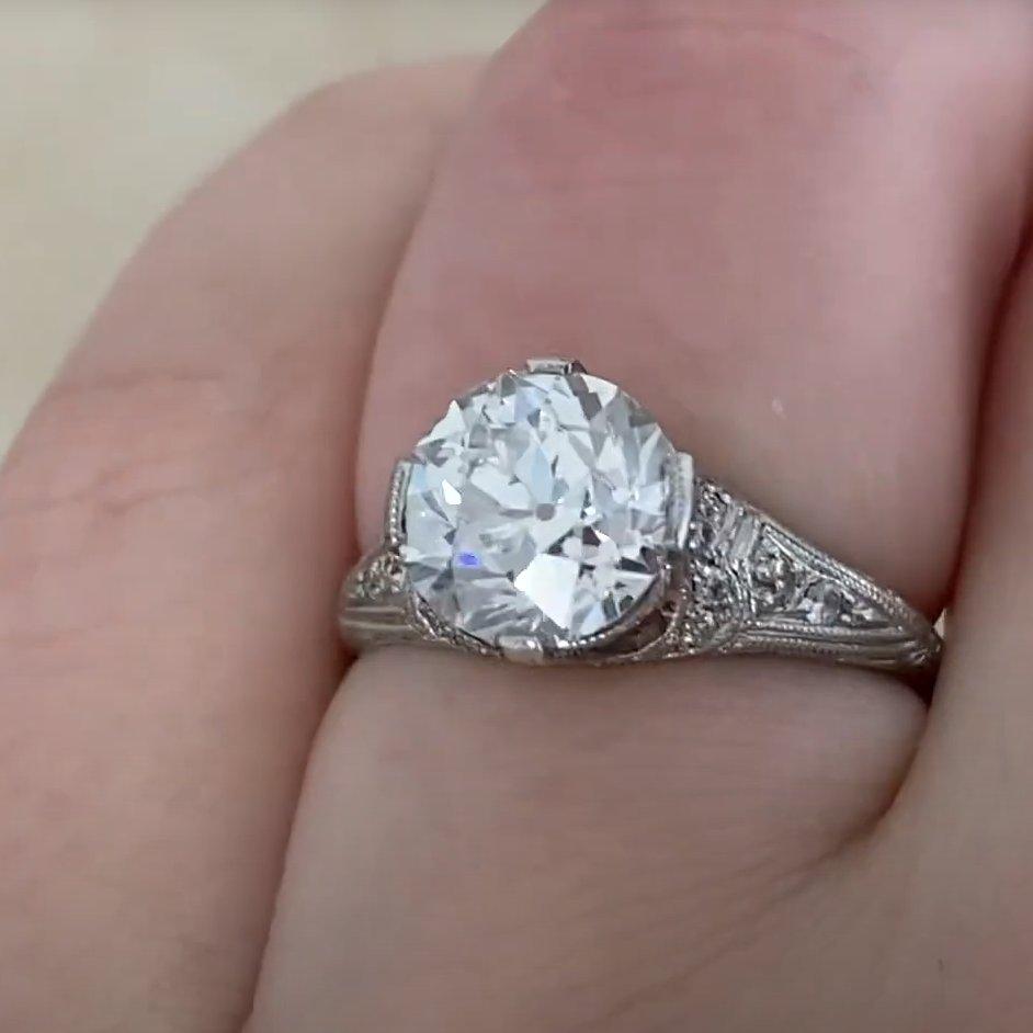 De las mujeres Anillo de compromiso de diamantes talla europea antigua (GIA aprox. 2,00 quilates), platino en venta