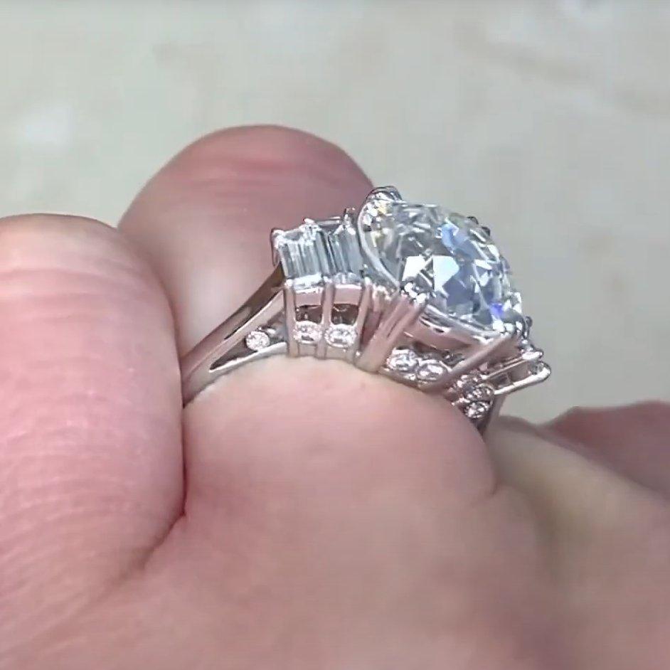 Anillo de compromiso de diamantes talla europea antigua (GIA aprox. 4.20 quilates), platino Corte europeo antiguo en venta