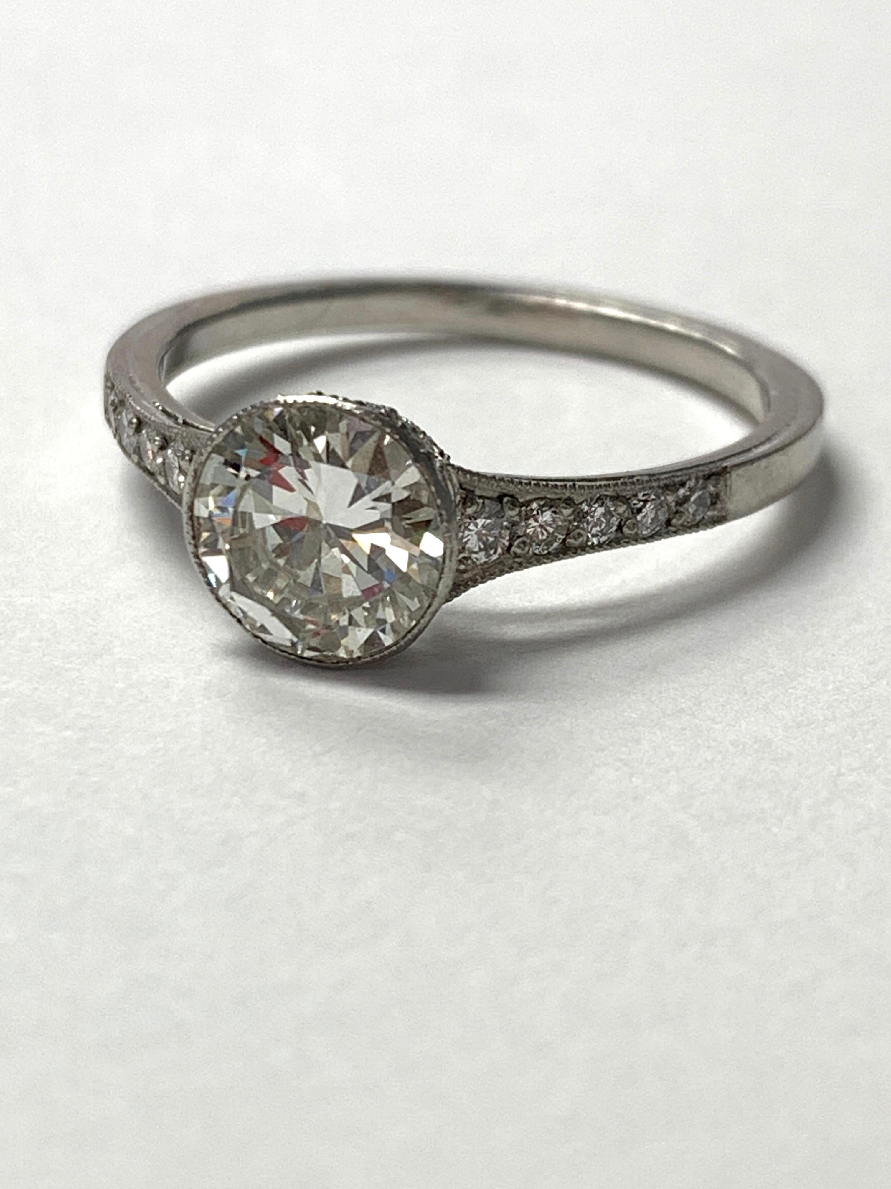 Old European Cut Diamond Engagement Ring in Platinum For Sale 3
