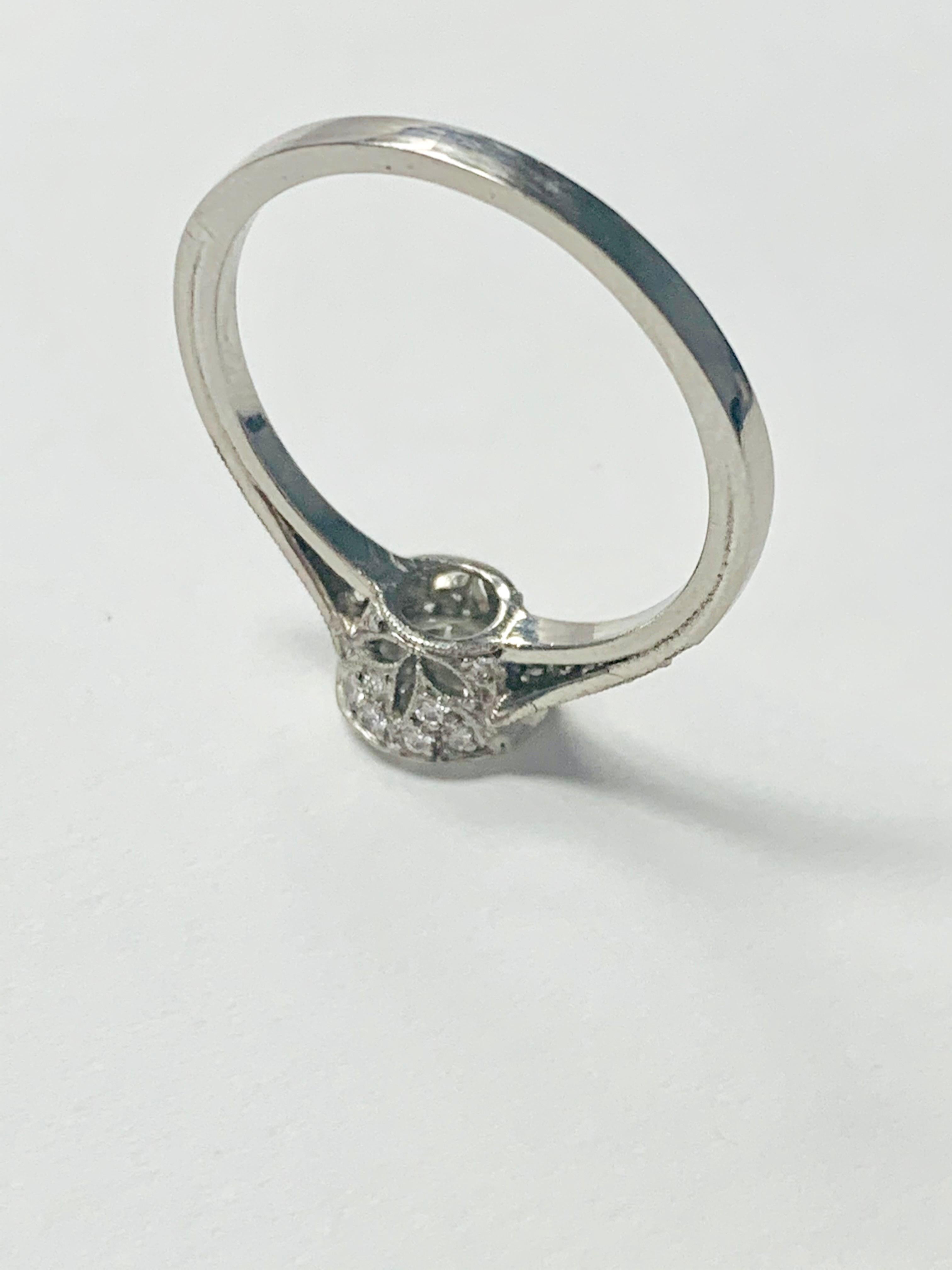 Round Cut Old European Cut Diamond Engagement Ring in Platinum For Sale