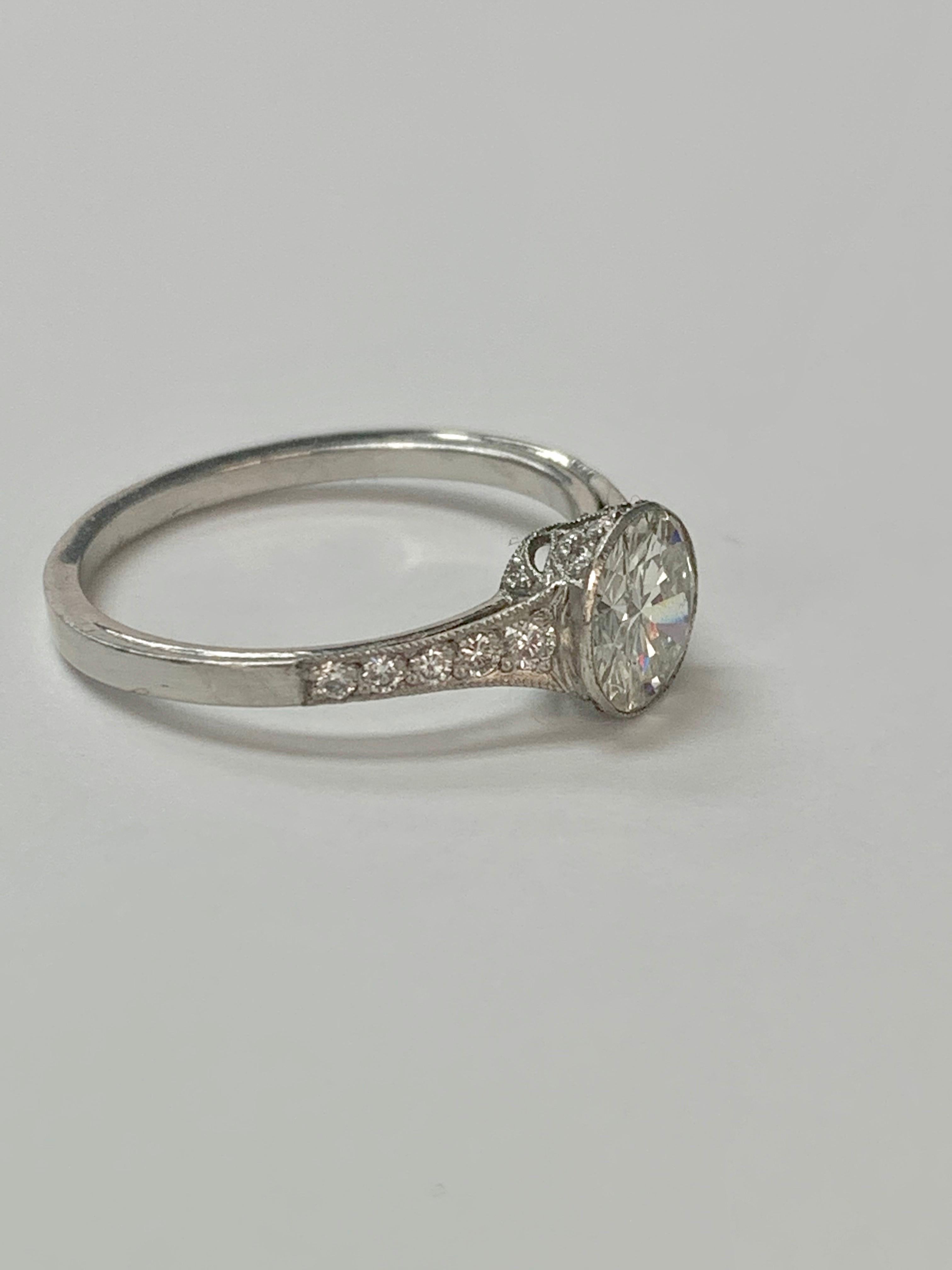 Old European Cut Diamond Engagement Ring in Platinum In New Condition For Sale In New York, NY