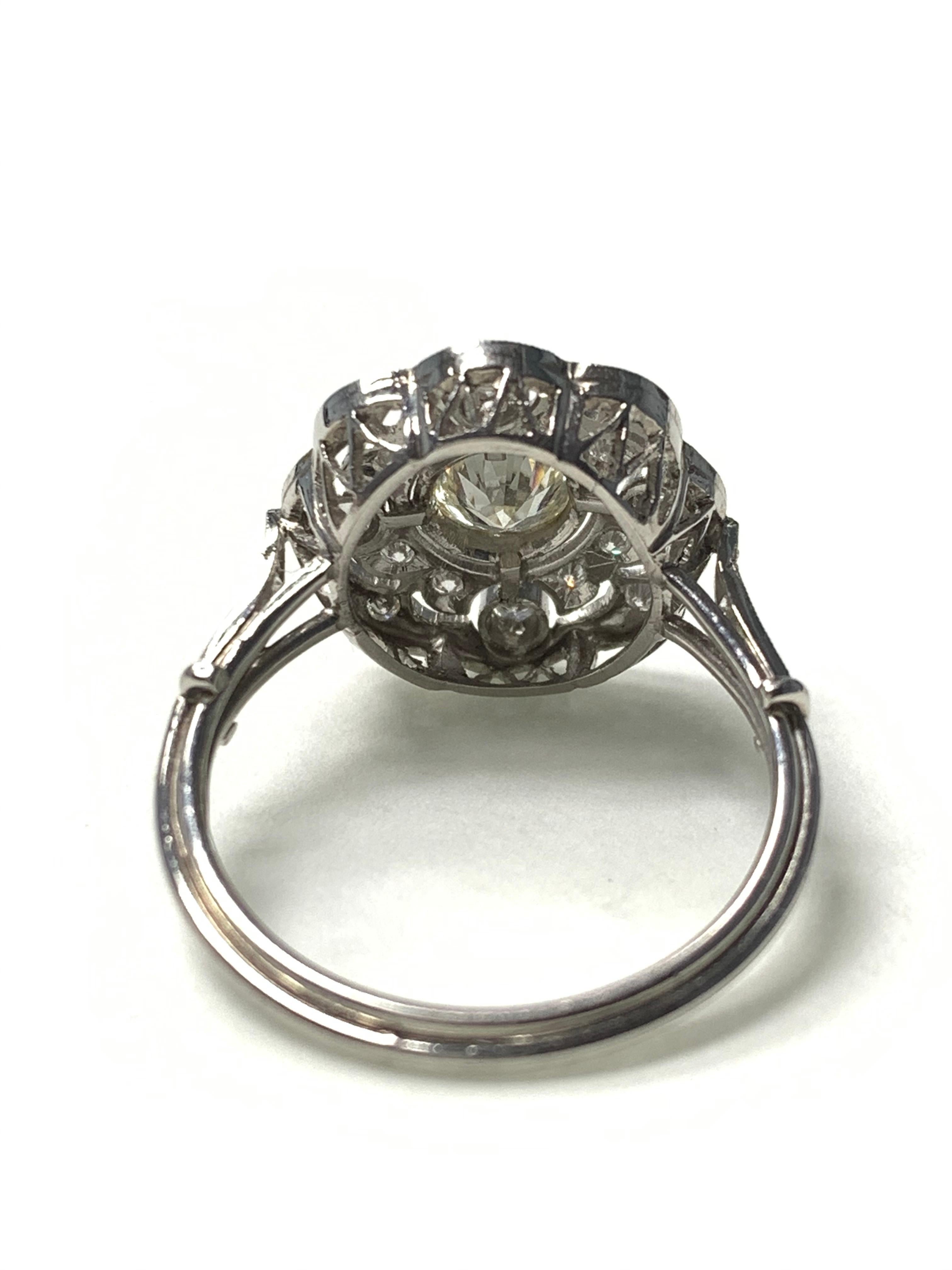 Old European Cut Diamond Engagement Ring in Platinum For Sale 4