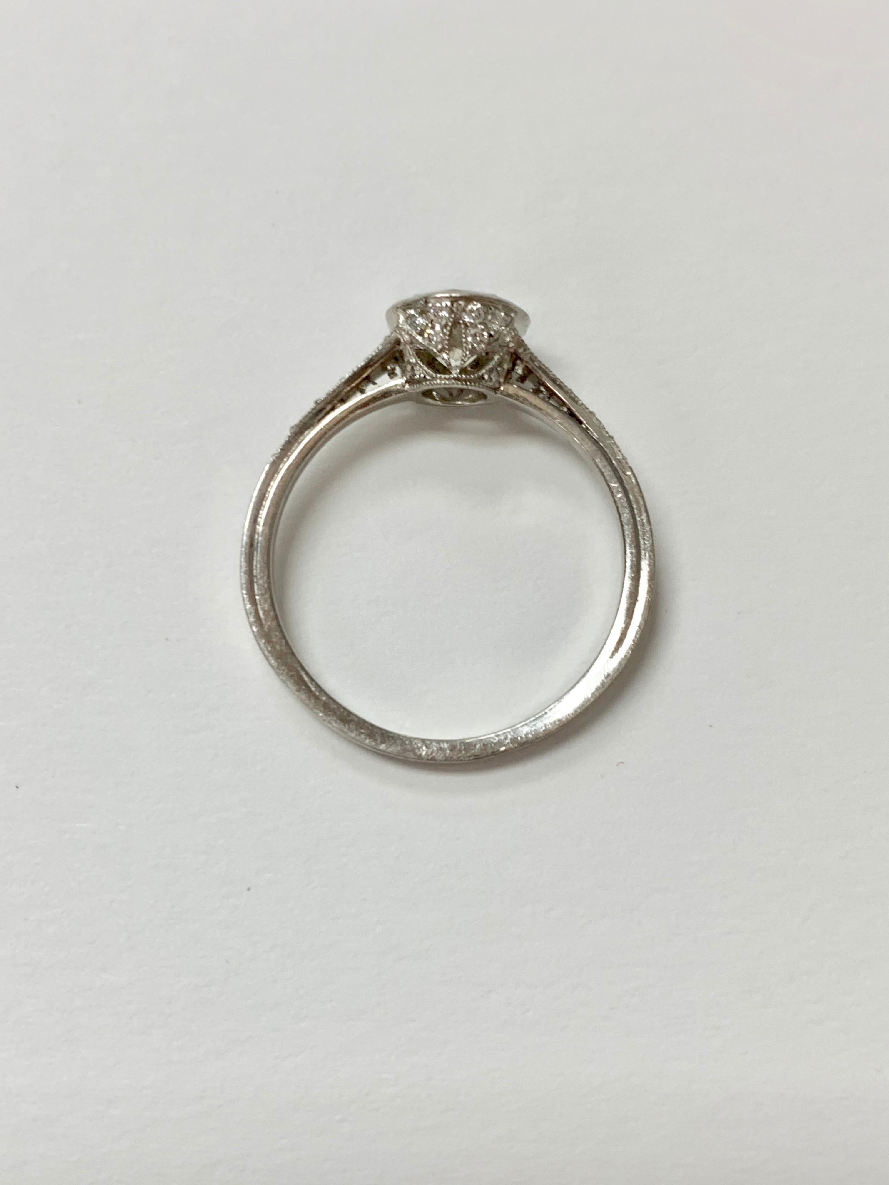 Old European Cut Diamond Engagement Ring in Platinum For Sale 1