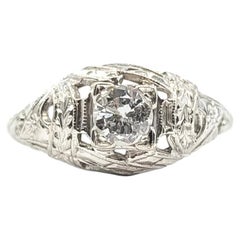 Old European Cut Diamond Filigree Ring in 18k White Gold
