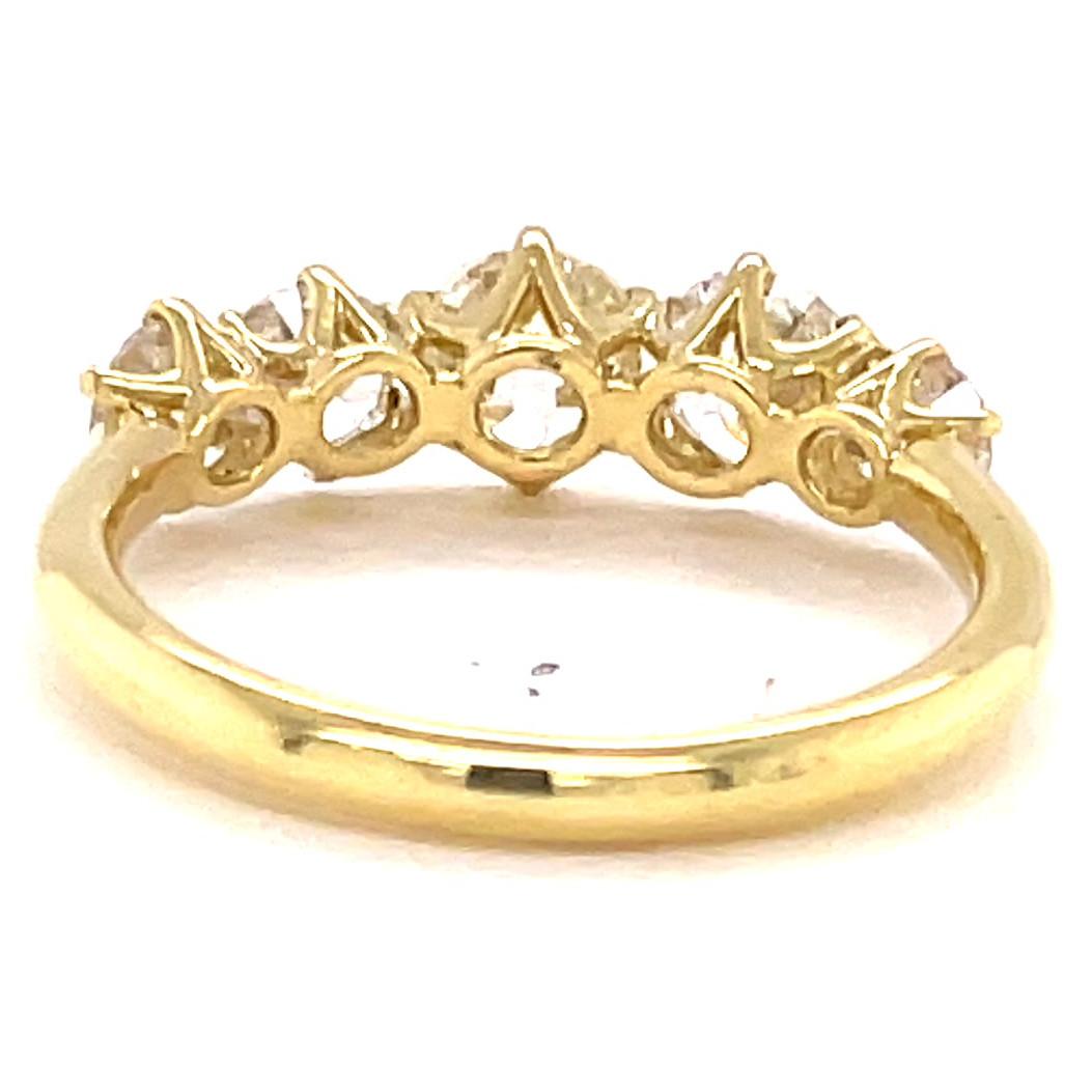Old European Cut Diamond Five Stone 18 Karat Gold Ring 1