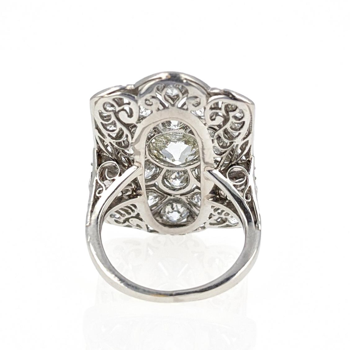 Old European Cut Diamond Floral Platinum Ring 1