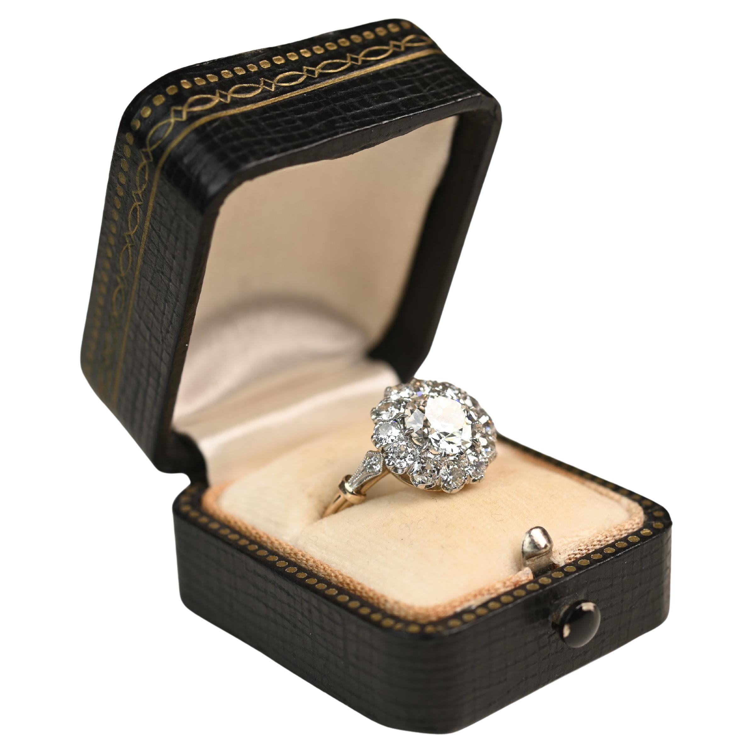 1.50 Carat Engagement Ring. GIA Old European Cut Diamond Ring 18K Yellow Gold