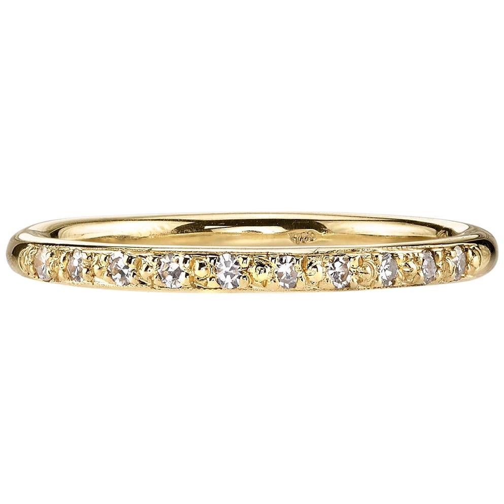Handcrafted Jamie European Cut Diamond Pave Half Eternity Band by Single Stone For Sale