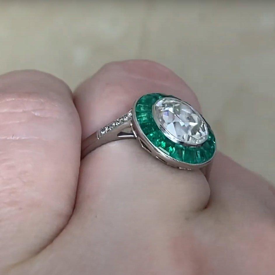 Taille vieille Europe Bague halo en diamant taille européenne ancienne (GIA environ 2 carats), VVS2, platine en vente