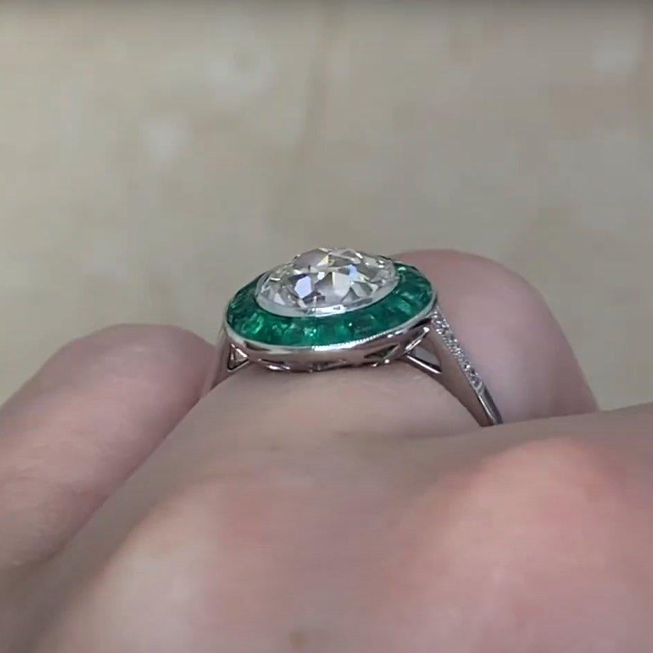 Bague halo en diamant taille européenne ancienne (GIA environ 2 carats), VVS2, platine Excellent état - En vente à New York, NY