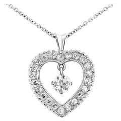 Roman Malakov Collar en forma de corazón con diamantes talla francesa y europea antigua de 1,81 quilates
