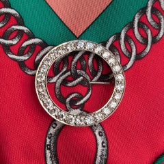 Old European Cut Diamond Platinum Circle Brooch