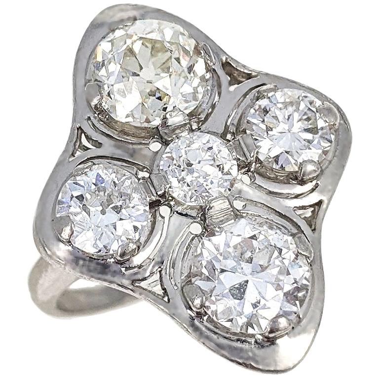 Old European Cut Diamond Platinum Ring